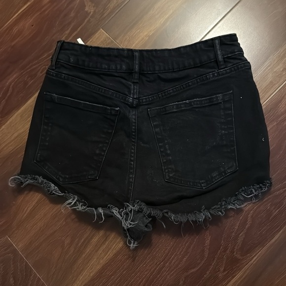 ZARA Black Distressed Denim Shorts size 6 - Picture 2 of 9
